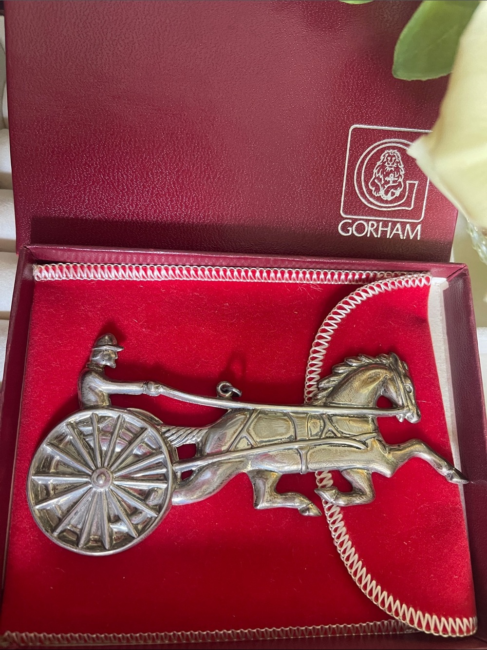 Gorham 1981 Sterling Silver Horse & Chariot Figurine